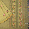 Linen Lime Green Floral Thread Work Saree