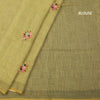 Linen Lime Green Floral Thread Work Saree