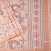 Semi Raw Silk Peach Printed Saree With Floral Creeper Design 02