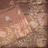 Tissue Copper Saree With Painted Zari Thread And Mirror Work