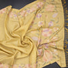 Raw Silk Pastel Yellow Zari Checked Saree And Floral Thread Border