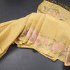 Raw Silk Pastel Yellow Zari Checked Saree And Floral Thread Border