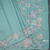 Raw Silk Sky Blue Zari Checked Saree And Floral Thread Border