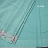 Raw Silk Sky Blue Zari Checked Saree And Floral Thread Border