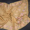 Raw Silk Sandal Zari Checked Saree And Floral Thread Border