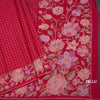 Raw Silk Red Zari Checked Saree And Floral Thread Border