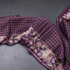 Raw Silk Dark Purple Zari Checked Saree And Floral Thread Border