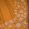 Raw Silk Mustard Yellow Zari Checked Saree And Floral Thread Border