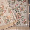 Linen Cream Saree With Floral Painted Sequence Work