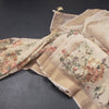 Linen Cream Saree With Floral Painted Sequence Work