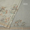 Linen Pista Green Saree With Floral Painted Sequence Work