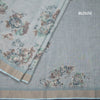 Linen Light Blue Saree With Floral Painted Sequence Work