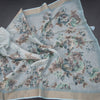 Linen Light Blue Saree With Floral Painted Sequence Work