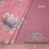 Linen Rose Pink Saree With Floral Painted Sequence Work 02