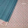 Raw Silk Peacock Blue Zari Checked Saree And Cut Work Border