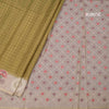 Raw Silk Mehandi Green Zari Checked Saree And Cut Work Border