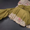 Raw Silk Mehandi Green Zari Checked Saree And Cut Work Border