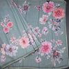 Semi Linen Sage Green Floral Printed Saree