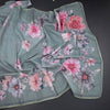 Semi Linen Sage Green Floral Printed Saree