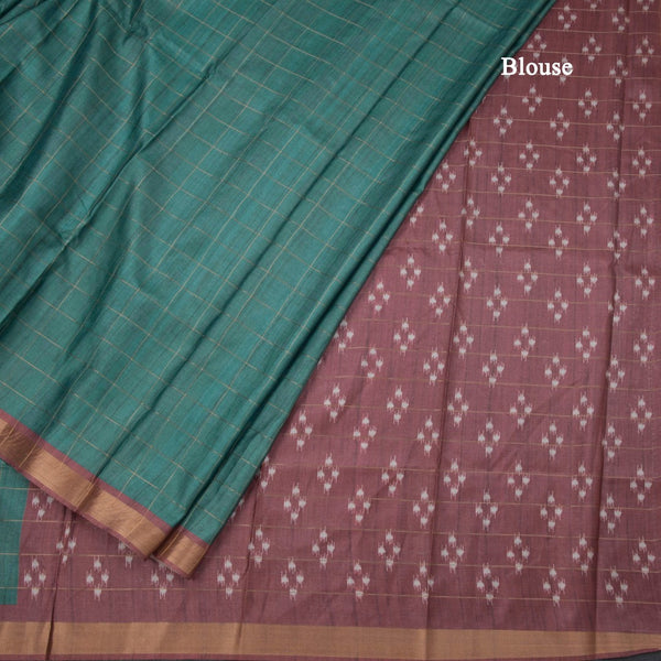 Raw Silk Jade Green Zari Checked Saree And Zari Border