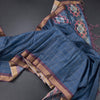 Raw Silk Blue Zari Checked Saree And Zari Border