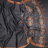 Raw Silk Grey Zari Checked Saree And Zari Border