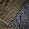 Raw Silk Olive Green Zari Checked Saree And Zari Border