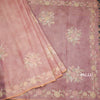 Linen Onion Pink Saree Painted With Zari Thread Work