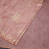 Linen Onion Pink Saree Painted With Zari Thread Work