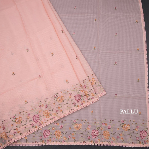 Kota Baby Pink Thread Work Saree
