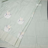 Raw Silk Light Green Thread Work Saree In Bird Design