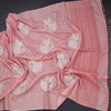 Raw Silk Rose Pink Thread Work Saree In Bird Design