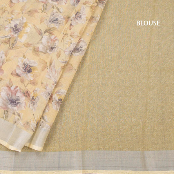 Semi Linen Sandal Floral Printed Saree 03