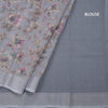 Semi Linen Grey Floral Printed Saree 08