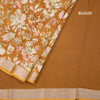 Semi Linen Mustard Yellow Floral Printed Saree