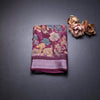 Semi Linen Wine Colour Floral Printed Saree