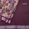Semi Linen Wine Colour Floral Printed Saree