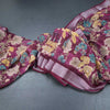 Semi Linen Wine Colour Floral Printed Saree