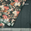 Semi Linen Dark Green Floral Printed Saree
