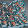 Semi Linen Teal Blue Floral Printed Saree 02