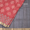 Semi Raw Silk Red Tree Printed Saree And Zari Border