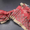 Semi Raw Silk Red Tree Printed Saree And Zari Border