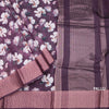 Semi Linen Plum Purple Floral Printed Saree And Zari Border