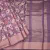 Semi Linen Plum Purple Floral Printed Saree And Zari Border 02