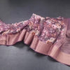Semi Linen Plum Purple Floral Printed Saree And Zari Border 02