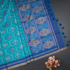 Raw Silk Rama Blue Ikkat Printed Saree