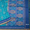 Raw Silk Rama Blue Ikkat Printed Saree