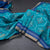 Raw Silk Rama Blue Ikkat Printed Saree