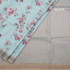 Raw Silk Light Blue Floral Printed Saree