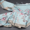 Raw Silk Light Blue Floral Printed Saree